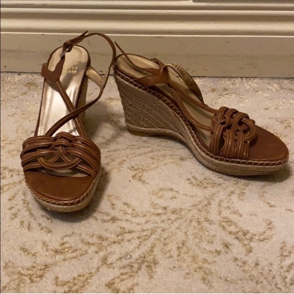 Stuart Weitzman Leather Espadrille Wedges